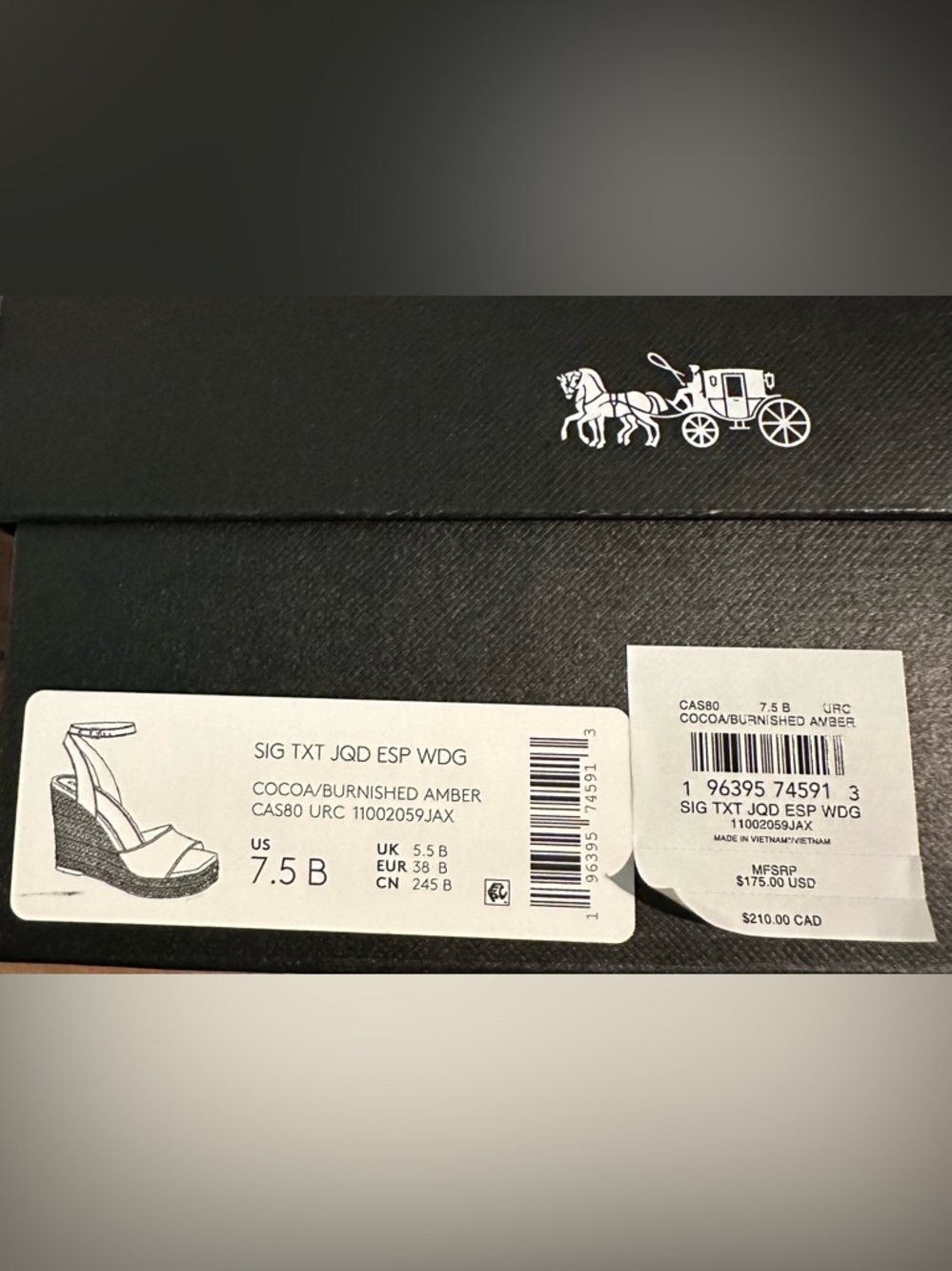 COACH Tan & Signature Canvas Espadrille Wedge Sandals - Picture 6 of 6